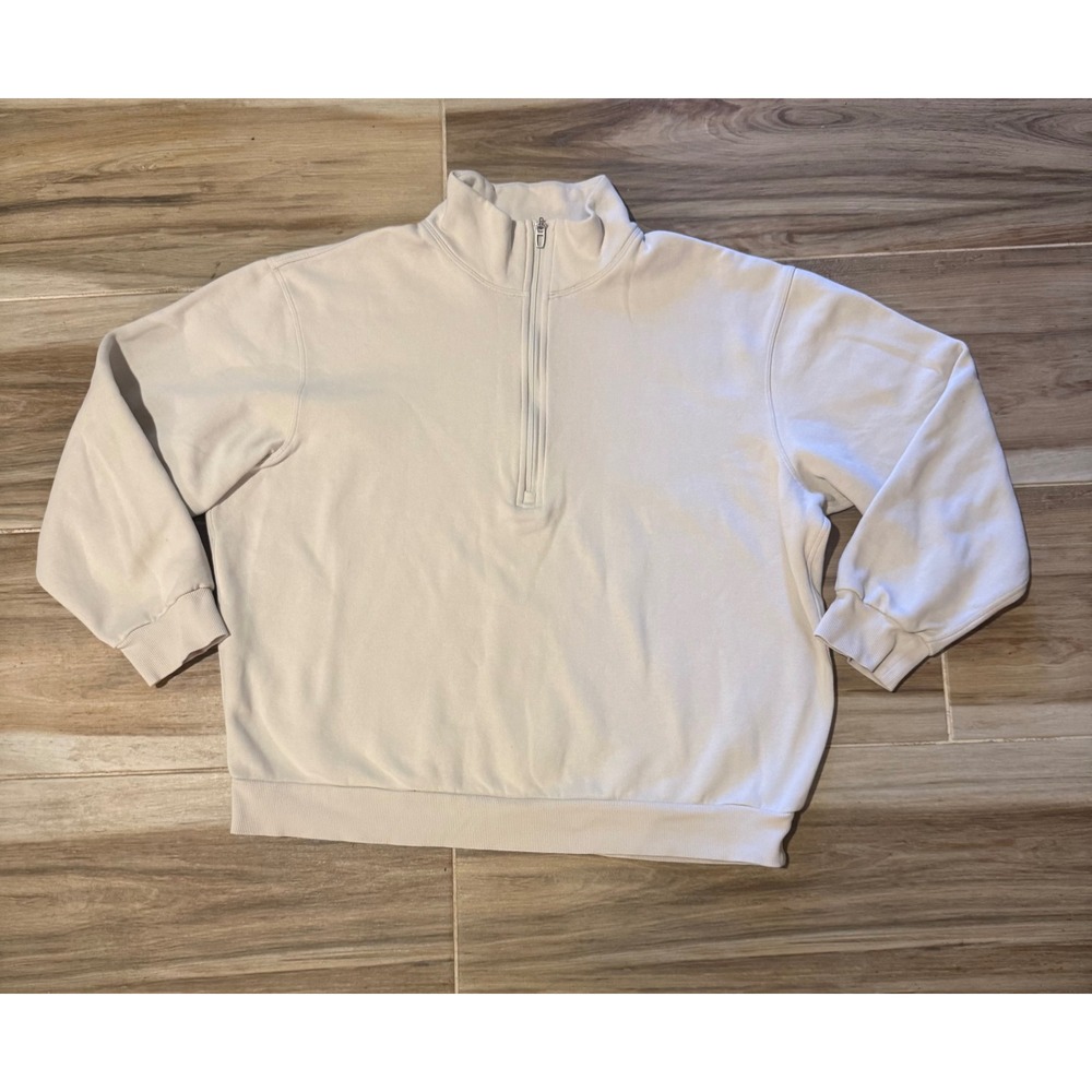 Lululemon Steady State Quarter Zip Pullover Sweatshirt Bone Ivory Mens M